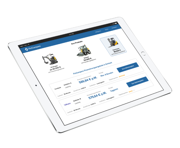 Firmenleasing-3 Tablet mit verschiedenen Angeboten für Firmenleasing.