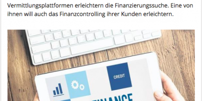 Ein Screenshot des Internetauftritts von vdi nachrichten zum Beitrag über FinCompare