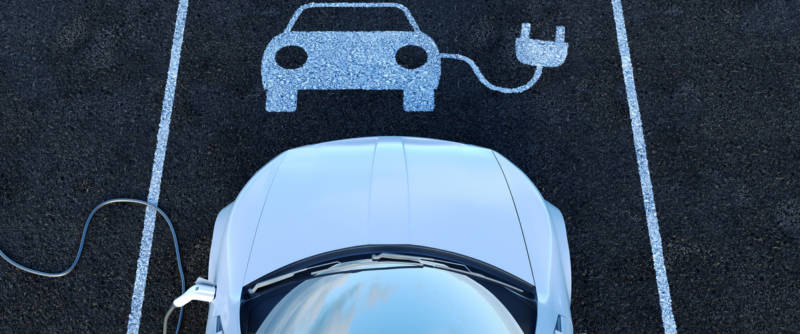 Electric car at a charging station